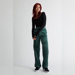 PacSun Dark Green Embroidered Corduroy Y2K 90s Boyfriend Womans Jeans Preppy 25